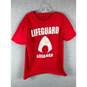 Lifeguard Aquaman T Shirt Mens L‎ Red Short Sleeve DC Comics Supe Hero